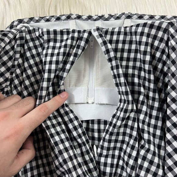 Caroline Constas Size Small Black White Gingham Off The Shoulder Mini Dress - Picture 9 of 11